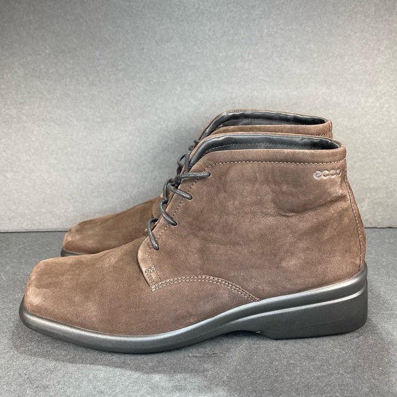 ECCO Sz 39 EU‎ Mens 5 Womens 8 US Chukka Boots Brown Suede WOOL LINING.. - Picture 2 of 12